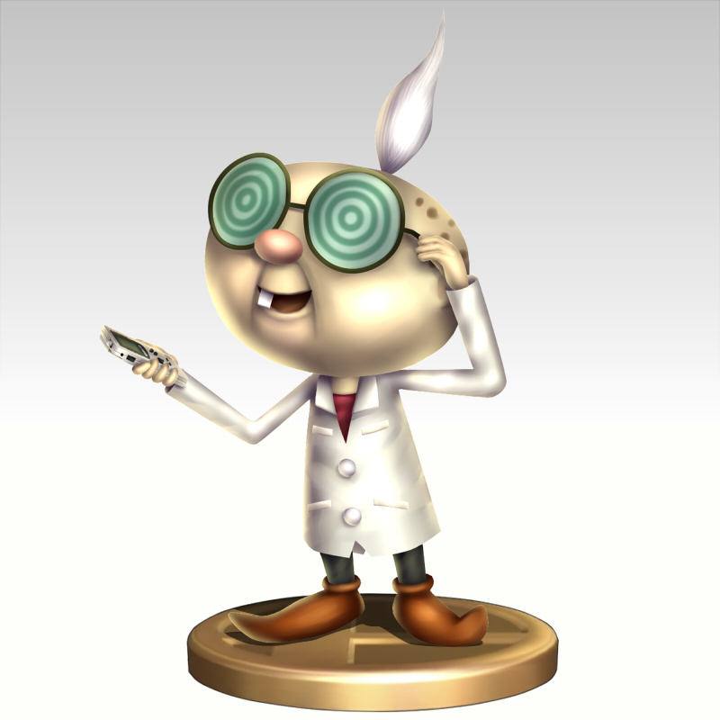 1boy glasses gonzarez luigi&#039;s_mansion mario_(series) nintendo professor_elvin_gadd super_smash_bros. trophy white_hair