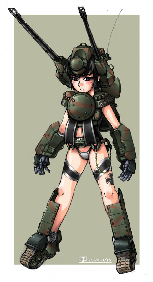 anti-aircraft anti-aircraft_gun flakpanzer_gepard flugabwehrkanonenpanzer_gepard hossan mecha_musume military oerlikon_gdf oerlikon_gdf_35_mm_twin_cannon personification self-propelled_anti-aircraft-gun self-propelled_anti-aircraft_weapon self-propelled_gun solo tagme