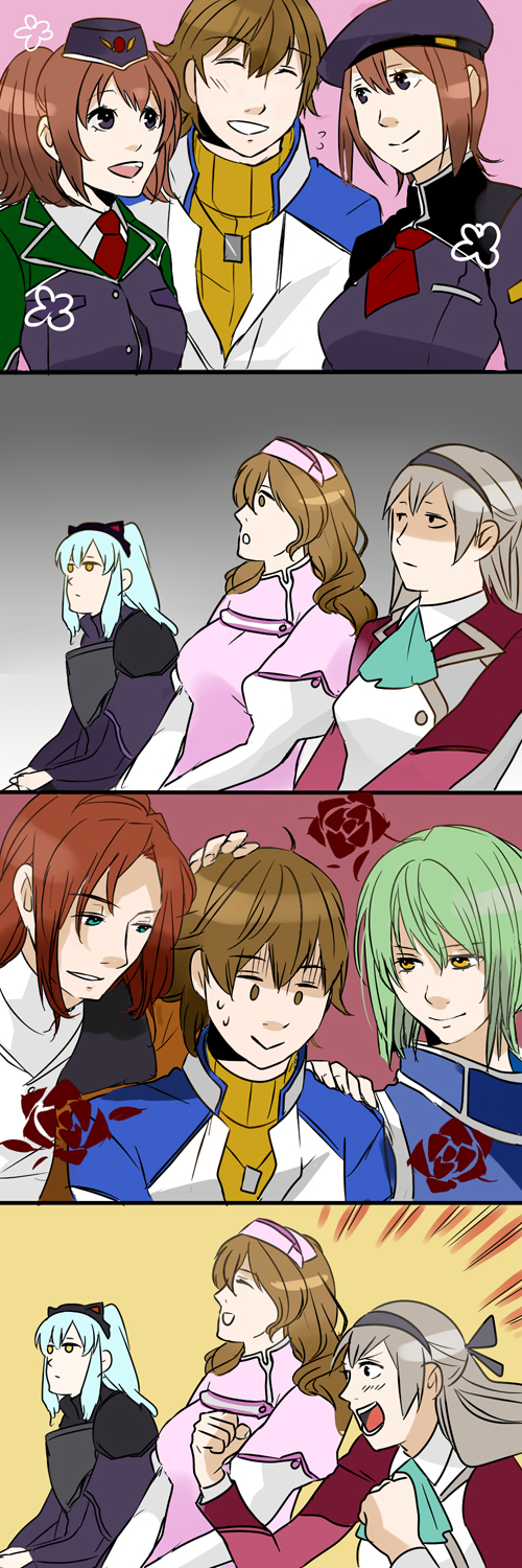 3boys 4koma 5girls bad_id bad_pixiv_id cecile_neues comic eiyuu_densetsu elie_macdowell falcom fran_seeker gaijin_4koma_(meme) highres kazuki_(kazu-king) lloyd_bannings long_image meme multiple_boys multiple_girls noel_seeker parody randolph_orlando tall_image tio_plato wazy_hemisphere zero_no_kiseki