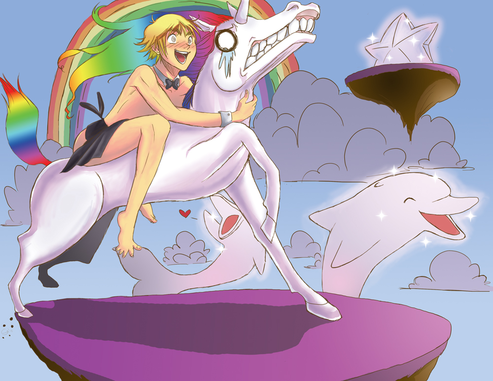 1girl @_@ axis_powers_hetalia barefoot bow bowtie cloud crazy_eyes dolphin fabulous feet female_focus md5_mismatch multicolored_hair naruru rainbow rainbow_hair resized resolution_mismatch robot_unicorn_attack solo source_smaller star_(symbol) unicorn united_kingdom_(hetalia) upscaled