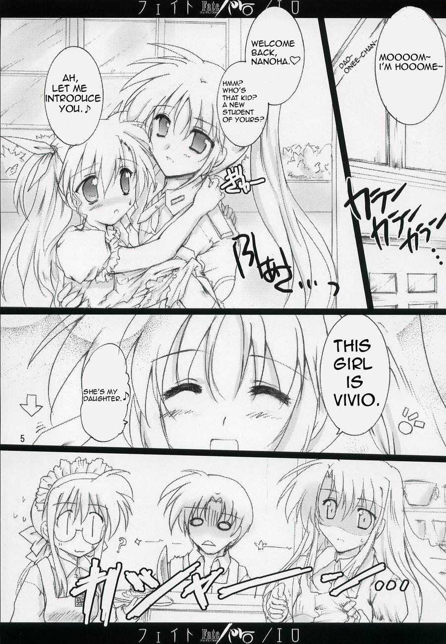 00s 1boy 4girls comic english_text greyscale hard-translated highres lyrical_nanoha mahou_shoujo_lyrical_nanoha mahou_shoujo_lyrical_nanoha_strikers monochrome multiple_girls takamachi_miyuki takamachi_momoko takamachi_nanoha takamachi_shirou third-party_edit translated vivio