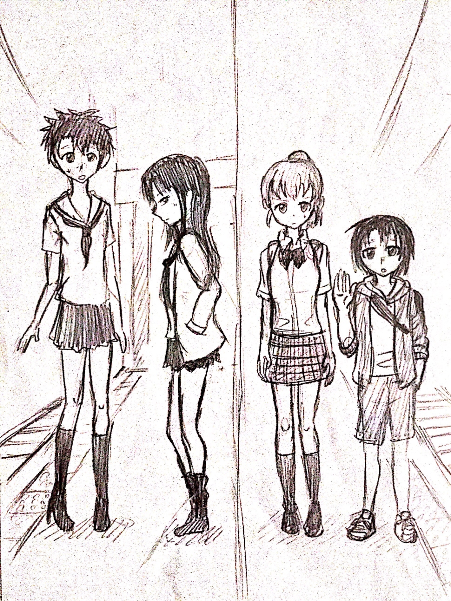 4girls artist_request catfight highres multiple_girls sketch tagme