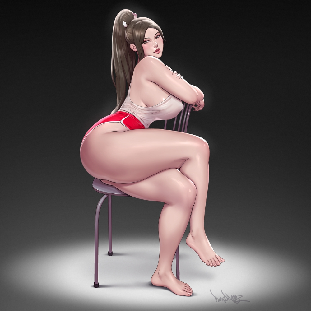 1girl ass breasts chair fatal_fury huge_breasts long_hair pinkdrawz shiranui_mai street_fighter street_fighter_6 the_king_of_fighters thick_thighs thighs