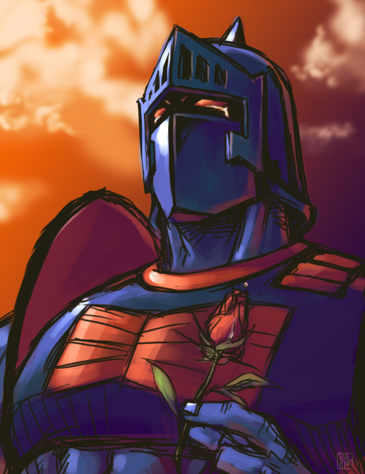 1boy abs armor biceps flower helmet kinnikuman manly muscular pectorals robin_mask rose ryuuki_garyuu sad shaded_face sky solo standing tears upper_body wrestling_outfit
