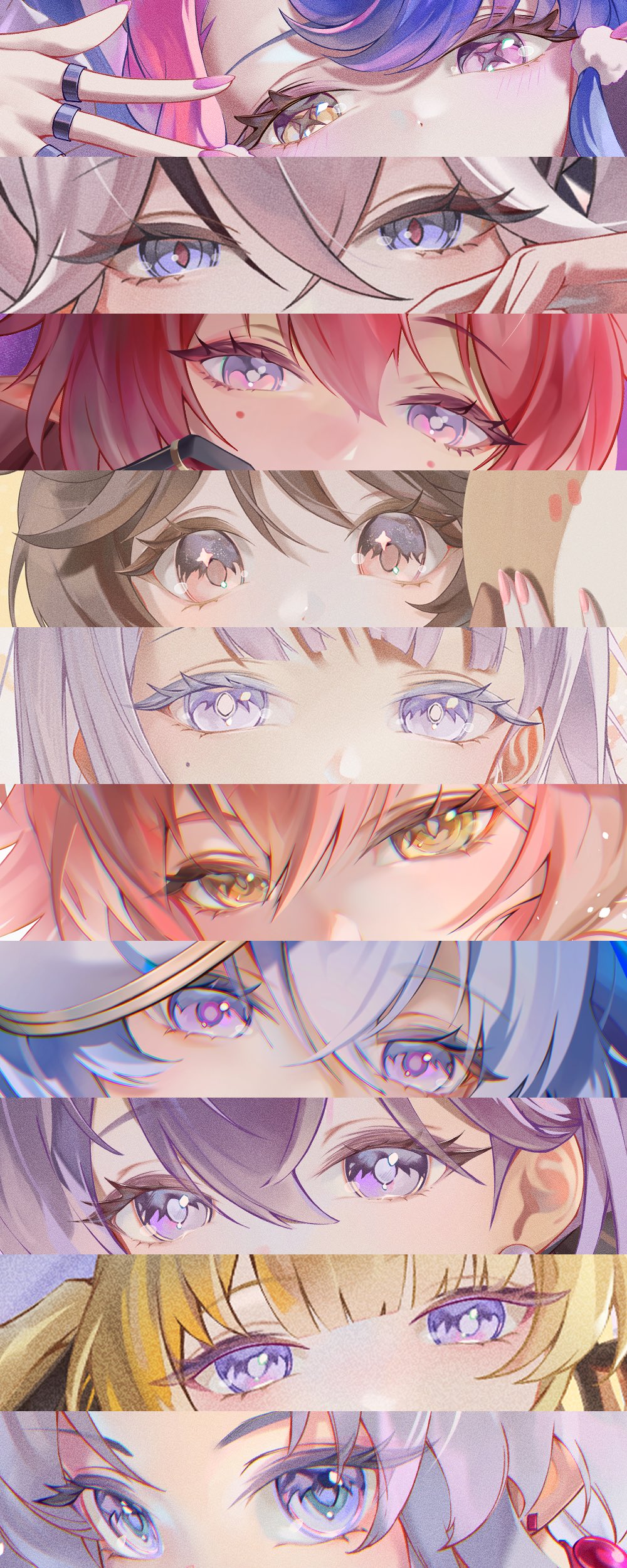 6+girls absurdres blonde_hair blue_eyes blue_hair brown_eyes brown_hair camellya_(wuthering_waves) carlotta_(wuthering_waves) changli_(wuthering_waves) chigusa7h circle_facial_mark colored_eyelashes hair_between_eyes heterochromia highres jewelry jinhsi_(wuthering_waves) lumi_(wuthering_waves) mole mole_under_eye multiple_girls phoebe_(wuthering_waves) pink_hair purple_eyes purple_nails red_hair red_pupils ring roccia_(wuthering_waves) rosemary_(wuthering_waves) shorekeeper_(wuthering_waves) symbol-shaped_pupils white_eyelashes white_eyes white_hair wuthering_waves x-shaped_pupils yellow_eyes yinlin_(wuthering_waves)
