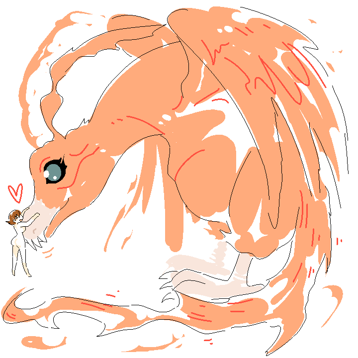 1girl birdramon blue_eyes claws digimon digimon_(creature) fire heart nude takenouchi_sora wings