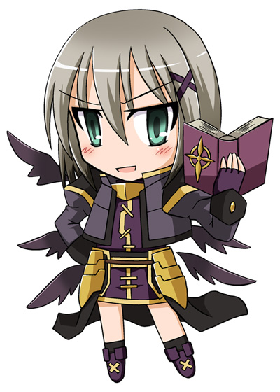 asaeda_itsuki book chibi lyrical_nanoha mahou_shoujo_lyrical_nanoha mahou_shoujo_lyrical_nanoha_a&#039;s mahou_shoujo_lyrical_nanoha_a&#039;s_portable:_the_battle_of_aces lord_dearche solo tome_of_the_purple_sky waist_cape wings