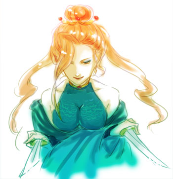 1990s_(style) dagger final_fantasy final_fantasy_iv final_fantasy_iv:_the_after_years hair_ornament izayoi knife long_hair lowres moira_(artist) ponytail retro_artstyle smile weapon