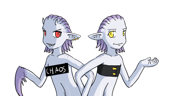 2girls blue_skin body_freckles censored chaos_(warhammer) colored_skin crab_claw daemonette demon_girl demon_horns elf_ear female_focus flat_chest freckles horns multiple_girls non-web_source nude pale_color pale_skin pointy_ears purple_hair red_eyes shoulder_freckles simple_background slaanesh solo strapless tagme tentacle_hair warhammer_40k white_background yellow_eyes