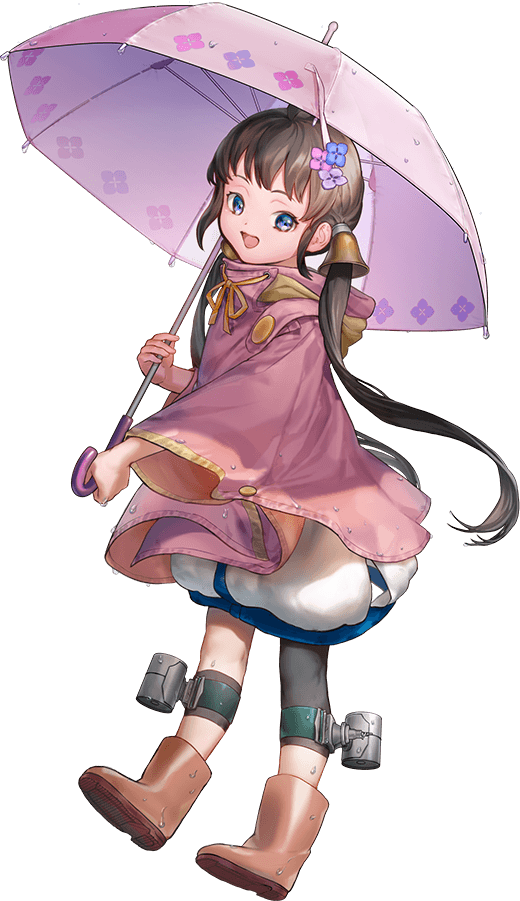 1girl bell black_hair blue_eyes boots depth_charge full_body hair_bell hair_ornament hozuka_(kadokawa) kaiboukan_no._22_(kancolle) kaiboukan_no._22_(rainy_season)_(kancolle) kantai_collection long_hair official_art pink_raincoat pink_umbrella raincoat rubber_boots single_leg_warmer smile solo transparent_background twintails umbrella