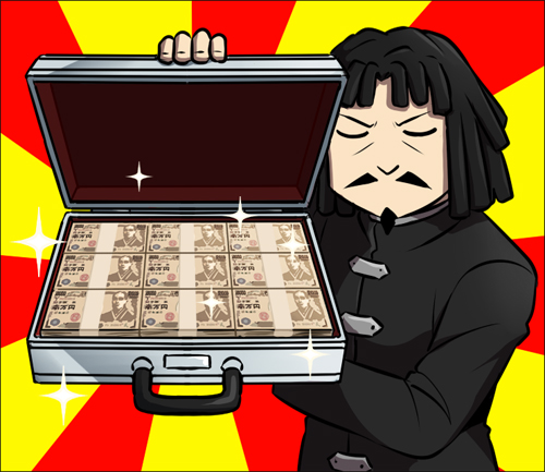 10s 1boy abyssal_admiral_(kancolle) admiral_(kancolle) admiral_suwabe banknote black_hair black_jacket briefcase closed_eyes currency_strap dreadlocks facial_hair goatee jacket k-suwabe kantai_collection lowres macedonian_flag money mustache original short_hair sketch suitcase sunburst upper_body