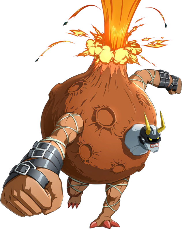 ancientvolcamon belt digimon digimon_(creature) digimon_new_century horns mask official_art solo ten_legendary_warriors
