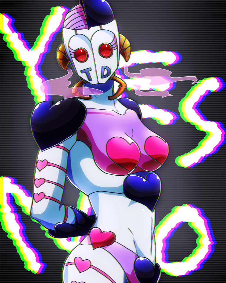 anaglyph atum_(stand) genderswap genderswap_(mtf) heart jojo_no_kimyou_na_bouken kamiura no_humans stand_(jojo) striped_background