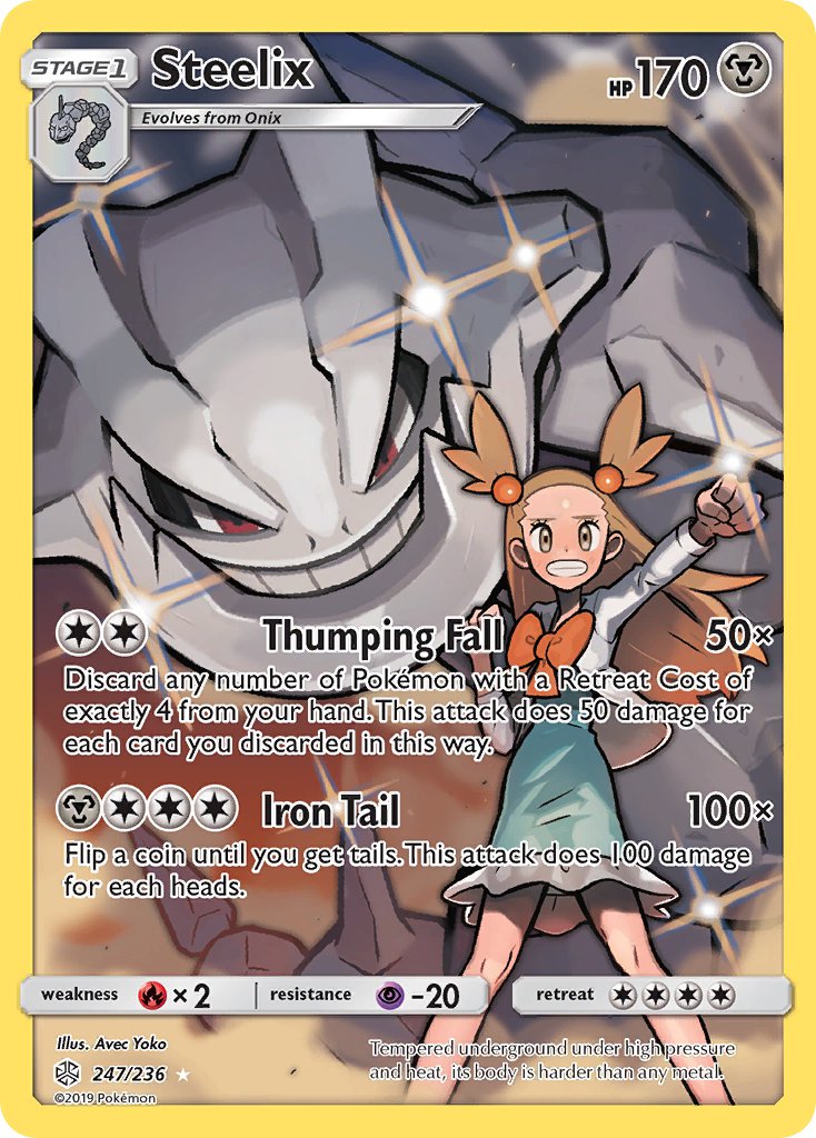 1girl artist_name avec_yoko blue_dress blush bow brown_eyes brown_hair card_(medium) character_name clenched_hands company_name copyright_name copyright_notice dress english_text eyelashes full-face_blush gen_1_pokemon gen_2_pokemon jacket jasmine_(pokemon) long_hair nintendo official_art onix orange_bow outstretched_arm pokemon pokemon_(creature) pokemon_card pokemon_hgss pokemon_tcg red_eyes short_twintails sparkle standing steelix third-party_source trading_card twintails v-shaped_eyes white_jacket