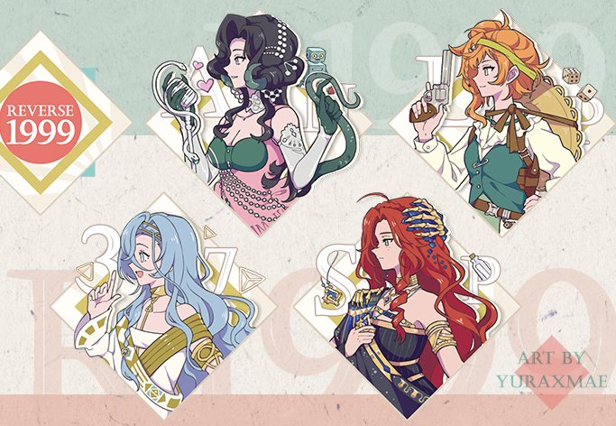 37_(reverse:1999) 4girls :d ancient_greek_clothes anjo_nala armlet artist_name bare_shoulders black_dress black_hair blue_eyes blue_hair breasts choker cleavage copyright_name curled_horns dress elbow_gloves from_side gloves gold_choker greco-roman_clothes green_hairband green_tail green_vest grey_choker grey_gloves grey_horns gun hair_ornament hairband hand_on_own_chest hand_up handgun hands_up hat hat_on_back heart holding holding_gun holding_microphone_stand holding_weapon horns index_finger_raised jewelry lizard_tail long_hair long_sleeves lopera_(reverse:1999) low_horns microphone microphone_stand multiple_girls open_mouth orange_eyes pink_dress profile purple_eyes red_hair reverse:1999 revolver shirt side_ponytail single_off_shoulder sleeveless sleeveless_dress smile sophia_(manus_vindictae)_(reverse:1999) sophia_(reverse:1999) straw_hat tail toga toy_robot upper_body very_long_hair vest vintage_microphone weapon white_shirt yellow_hat yurax-mae