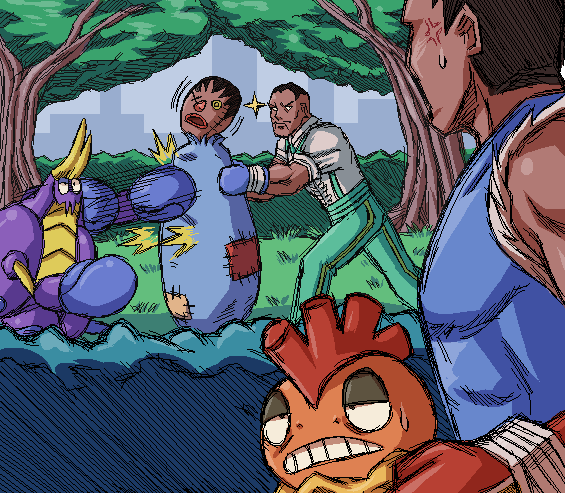 balrog_(street_fighter) boxing capcom crabrawler dudley gen_5_pokemon gen_7_pokemon nintendo pokemon pokemon_(creature) punching_bag scrafty street_fighter tagme