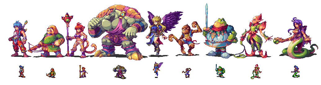 4girls 5boys abysswolf bow_(breath_of_fire) breath_of_fire breath_of_fire_ii capcom deis ekaru_hoppe_de_pe_tapeta everyone multiple_boys multiple_girls nina_(breath_of_fire_ii) pixel_art rand_marks rinpoo_chuan ryu_(breath_of_fire_ii) spar sten_legacy transparent_background
