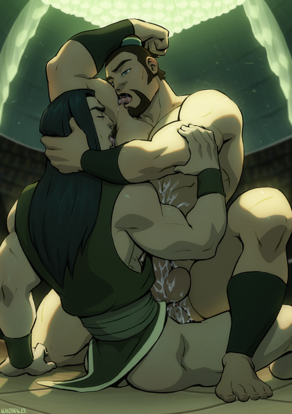 2boys abs after_ejaculation armpit_hair armpits avatar:_the_last_airbender avatar_legends bara black_hair bottomless boy_on_top brown_hair closed_eyes clothed_male_nude_male completely_nude cum cum_on_body cumdrip erection facial_hair feet_out_of_frame goatee hair_bun head_grab indoors large_penis licking licking_armpit licking_self long_hair looking_at_another male_focus male_pubic_hair mature_male multiple_boys muscular muscular_male nude on_ground on_one_knee overhead_lights penis pubic_hair schizoid sideburns single_hair_bun sitting testicles the_boulder_(avatar) tongue tongue_out uncensored xin_fu yaoi