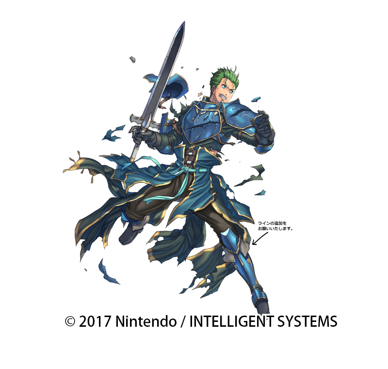 1boy armor armored_boots blue_eyes boots broken broken_armor broken_sword broken_weapon copyright_notice fire_emblem fire_emblem:_mystery_of_the_emblem fire_emblem_heroes full_body gloves green_hair holding holding_weapon izuka_daisuke luke_(fire_emblem) male_focus nintendo official_art pants pauldrons shoulder_armor solo sword torn_clothes weapon white_background
