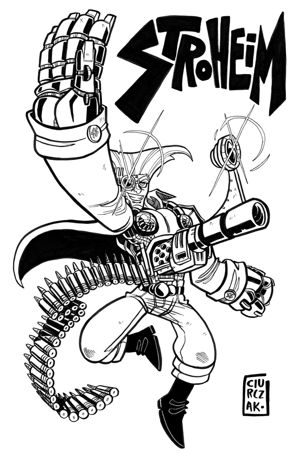 boots cyborg dan_ciurckzak flattop greyscale gun jacket jojo_no_kimyou_na_bouken male_focus monochrome nazi rudolph_von_stroheim signature solo weapon