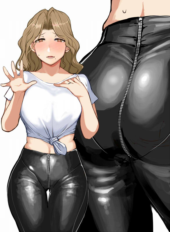 1girl ass blonde_hair female_focus keshin latex long_hair mole mole_under_mouth solo tagme wet yellow_eyes