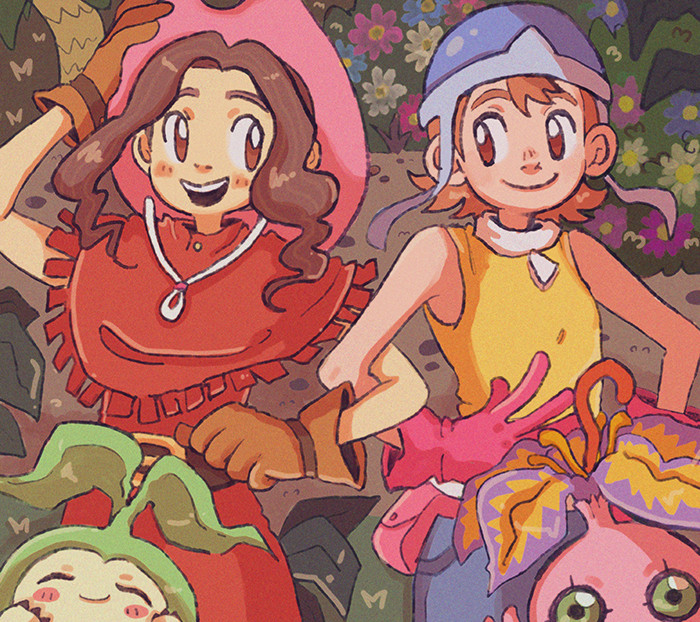 brown_eyes brown_hair digimon digimon_adventure long_hair pyocomon tachikawa_mimi takenouchi_sora tanemon