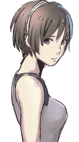1girl amenomori430 breasts brown_eyes brown_hair female_focus godzilla:_city_on_the_edge_of_battle godzilla:_planet_of_the_monsters godzilla:_the_planet_eater godzilla_(series) headband headgear looking_at_viewer looking_to_the_side lowres medium_breasts military military_uniform polygon_pictures short_hair sketch smile tani_yuko toho white_background