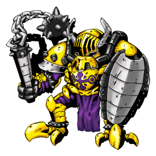 ankylomon digimon digimon_(creature) mace oridigi original shield solo spiked_mace spikes