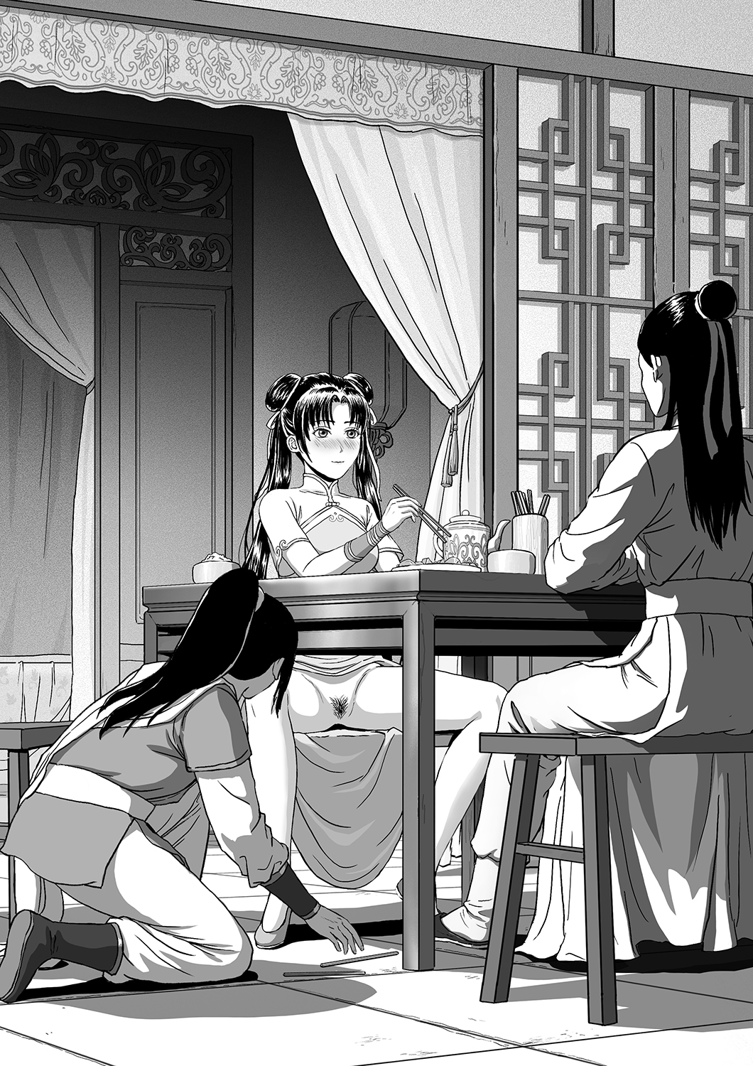 chinese_clothes evillllllllllllllllllllll exhibitionism hanfu highres netorare public_indecency xianjian_qixia_zhuan zhao_linger