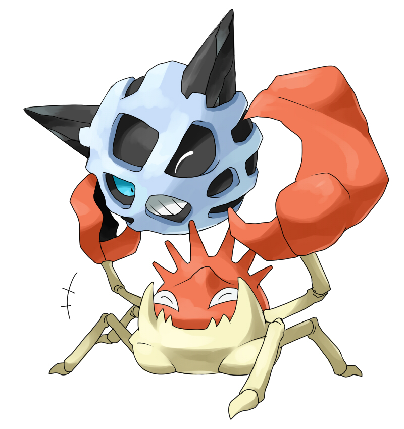 crab gen_1_pokemon gen_3_pokemon glalie good_frog krabby nintendo no_humans one_eye_closed pokemon pokemon_(creature) simple_background white_background
