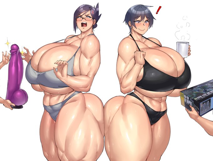 2girls ass breasts dildo gift gigantic_breasts huge_ass mature_female mother_and_son multiple_girls muscular muscular_female natedecock natsumi_(natedecock) pubic_hair sex_toy thick_thighs thighs underwear wide_hips