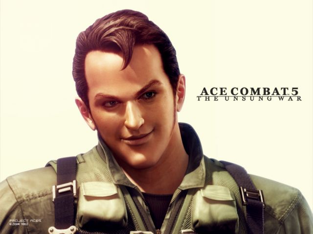 1boy ace_combat ace_combat_5 alvin_h_davenport brown_eyes brown_hair grin namco smile