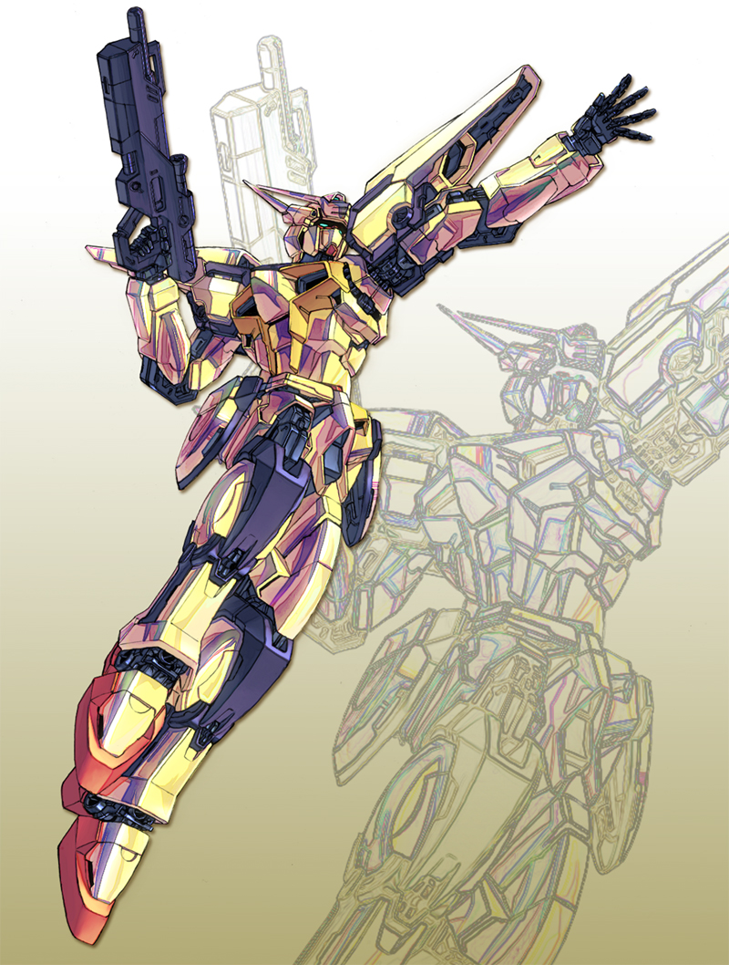00s akatsuki_gundam bad_id bad_pixiv_id beam_rifle energy_gun fujimo_ruru gundam gundam_seed gundam_seed_destiny mecha no_humans robot solo weapon