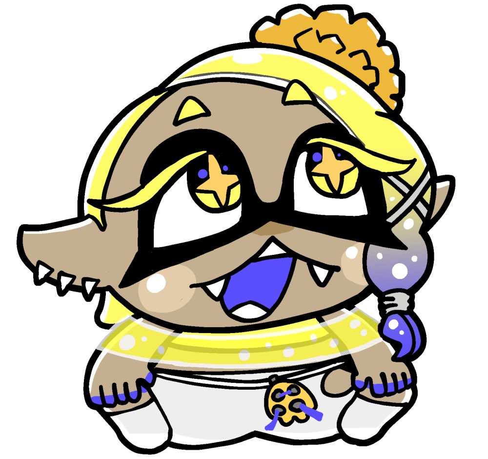 1girl :d bkub blonde_hair blue_hair chibi chibi_only colored_extremities colored_eyelashes colored_mouth cross-shaped_pupils dark-skinned_female dark_skin earrings fangs frye_(deep_cut_outfit)_(splatoon) frye_(splatoon) full_body gradient_hair hands_on_own_feet harem_pants inkling jewelry long_hair looking_up multicolored_hair multiple_earrings nintendo open_mouth orange_pupils pants pointy_ears short_eyebrows simple_background sitting smile socks solo splatoon_(series) splatoon_3 symbol-shaped_pupils tentacle_hair toeless_legwear tooth_earrings two-tone_hair white_background white_pants white_socks yellow_eyes