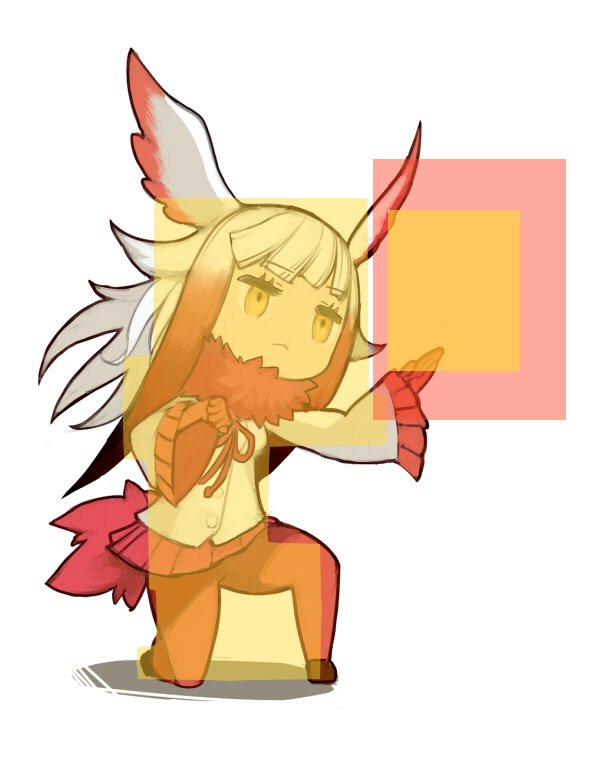 10s 1girl blunt_bangs female_focus gloves head_wings hitbox hokuto_no_ken hokuto_no_ken:_shinpan_no_sousousei_kengou_retsuden japanese_crested_ibis_(kemono_friends) jitome kemono_friends long_hair long_sleeves multicolored_hair name_connection npa_(sirokurokuma) on_one_knee pantyhose pleated_skirt red_pantyhose red_skirt simple_background skirt solo toki_(hokuto_no_ken) two-tone_hair white_background white_hair wings yellow_eyes