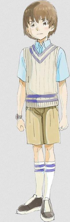 1boy artist_request blue_shirt brown_eyes brown_hair concept_art engi_(animation_studio) gamera_(series) gamera_-rebirth- kadokawa official_art promotional_art shirt short_hair simple_background wada_hiroki watch white_background wristwatch