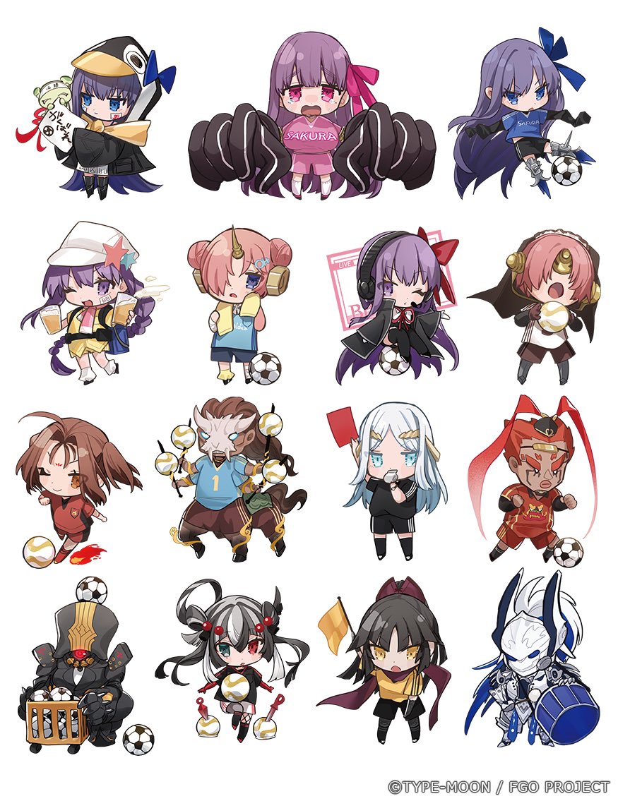 4boys 6+girls ahoge ball bb_(fate) bb_(swimsuit_mooncancer)_(fate) bird black_hair black_shirt black_shorts blue_bow blue_eyes blue_hair blue_shirt bow bowtie braid breasts brown_hair brown_pants charles_babbage_(fate) chibi con_(fate) drum fate/dream_striker fate/grand_order fate_(series) fire flag frankenstein&#039;s_monster_(fate) frankenstein&#039;s_monster_(swimsuit_saber)_(fate) galatea_(fate) hair_between_eyes hair_bow heterochromia hino_hinako instrument kashin_koji_(fate) katou_danzou_(fate) large_breasts long_hair lu_bu_(fate) mecha meltryllis meltryllis_(fate) meltryllis_(swimsuit_lancer)_(fate) minamoto_no_tametomo_(fate) multicolored_hair multiple_boys multiple_girls nezha_(fate) pants passionlip_(fate) penguin pink_bow pink_bowtie pink_eyes pink_hair ponytail purple_eyes purple_hair red_bow red_bowtie red_eyes red_hair robot shirt shorts soccer_ball white_hair xiang_yu_(fate) yellow_eyes yellow_shirt