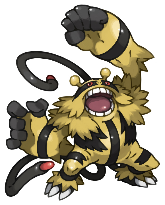 electivire gen_4_pokemon nintendo no_humans pearl7 pokemon pokemon_(creature) pokemon_focus simple_background solo twintails