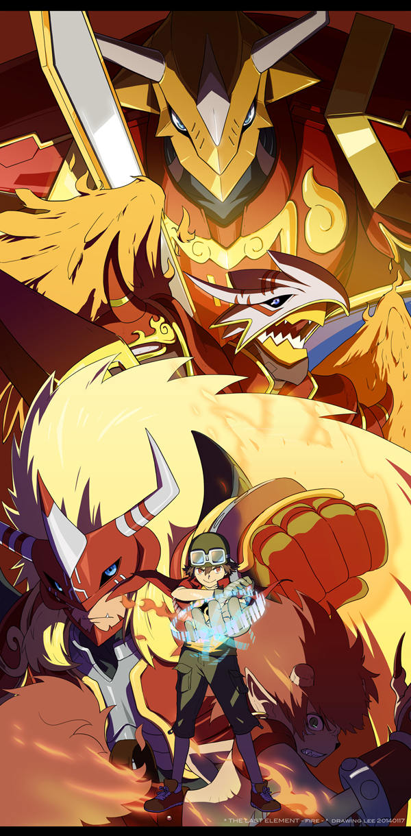 agnimon digimon digimon_frontier drawinglee fire flamon kaisergreymon kanbara_takuya tagme vritramon