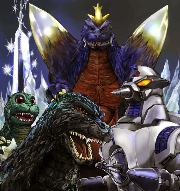 building cannon clone crest crystal crystal_fortress dinosaur directed-energy_weapon drill electricity energy energy_cannon energy_weapon father_and_son fukuoka_(city) fukuoka_tower godzilla_(series) godzilla_vs._spacegodzilla kaiju kamisimo_90 lightning lightning_rod little_godzilla looking_at_viewer maser_cannon mecha moguera orange_eyes parent_and_child plasma_cannon plasma_maser_cannon real_world_location red_eyes robot sharp_teeth shoulder_spikes skyscraper space_monster spacegodzilla spikes teeth toho tusks uncle_and_nephew weapon yellow_eyes