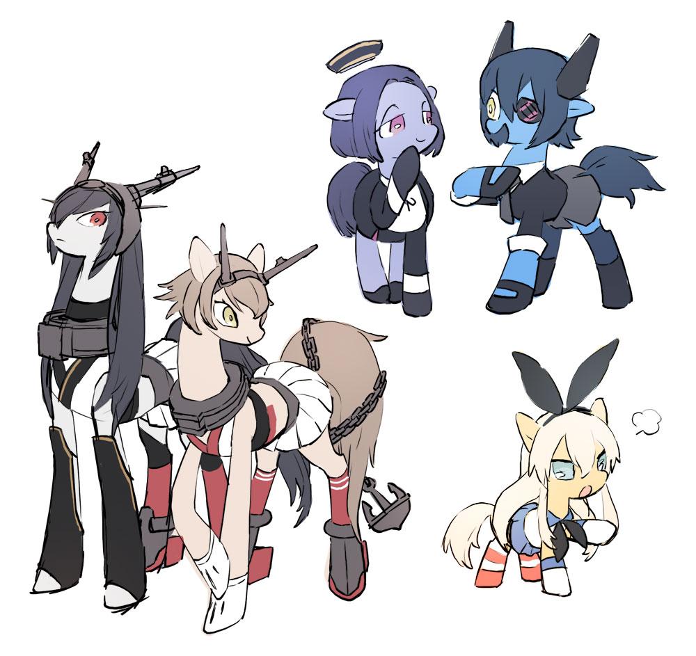 5girls animal_ears animalization blonde_hair cosplay crossover eyepatch hairband headgear horse kantai_collection long_hair military military_uniform multiple_girls mutsu_(kancolle) mutsu_(kancolle)_(cosplay) my_little_pony nagato_(kancolle) nagato_(kancolle)_(cosplay) parody pleated_skirt pony_(animal) rabbit_ears school_uniform serafuku shimakaze_(kancolle) shimakaze_(kancolle)_(cosplay) short_hair skirt tatsuta_(kancolle) tatsuta_(kancolle)_(cosplay) tenryuu_(kancolle) tenryuu_(kancolle)_(cosplay)