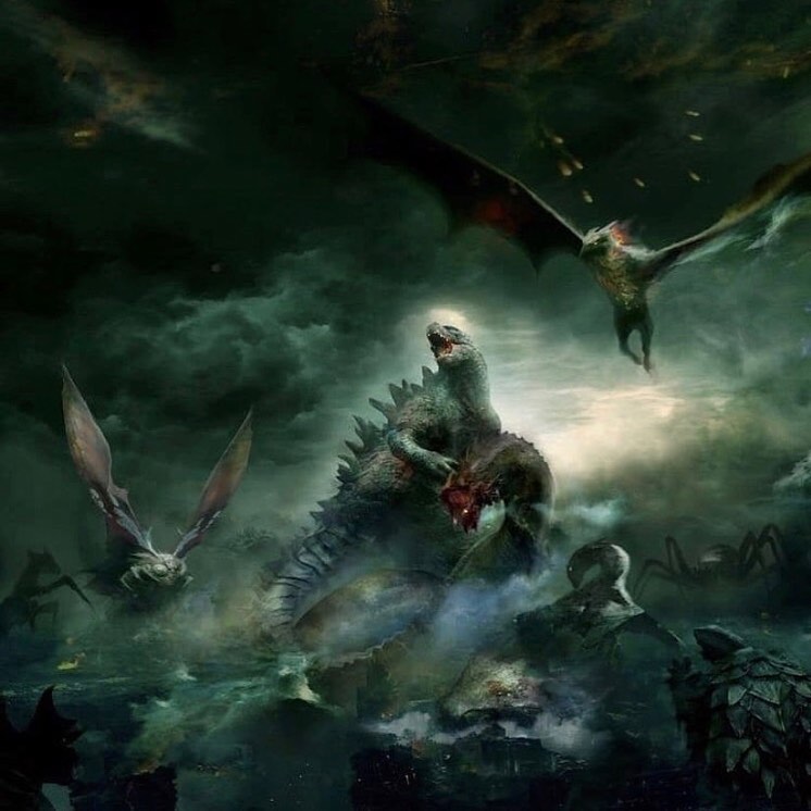 aircraft airplane alien anguirus ape apocalypse baragon_(godzilla) bug butterfly christopher_shy city cloud concept_art crossover decapitation destruction dinosaur dragon elemental_(creature) fire gamera gamera_(series) godzilla godzilla:_king_of_the_monsters godzilla_(series) insect kadokawa kaiju kamacuras king_ghidorah kumonga legendary_pictures monsterverse moth mothra multiple_heads multiple_tails official_art praying_mantis pterosaur roaring rodan spider tail toho turtle wings