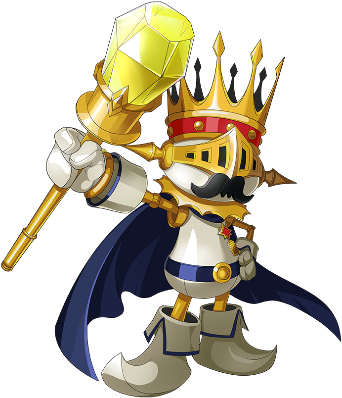 cape crown digimon facial_hair kingchessmon mustache official_art robot solo staff