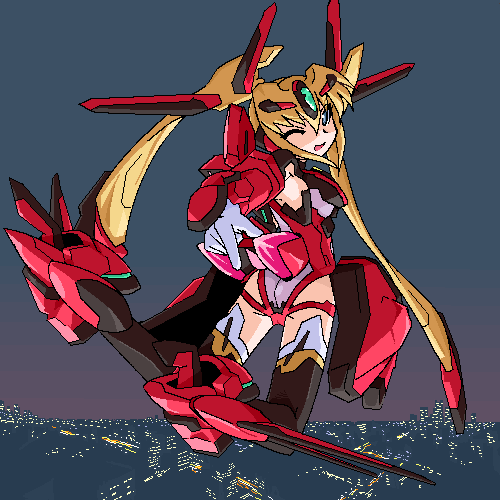 faintear lowres mecha_musume mof oekaki one_eye_closed solo trigger_heart_exelica wink
