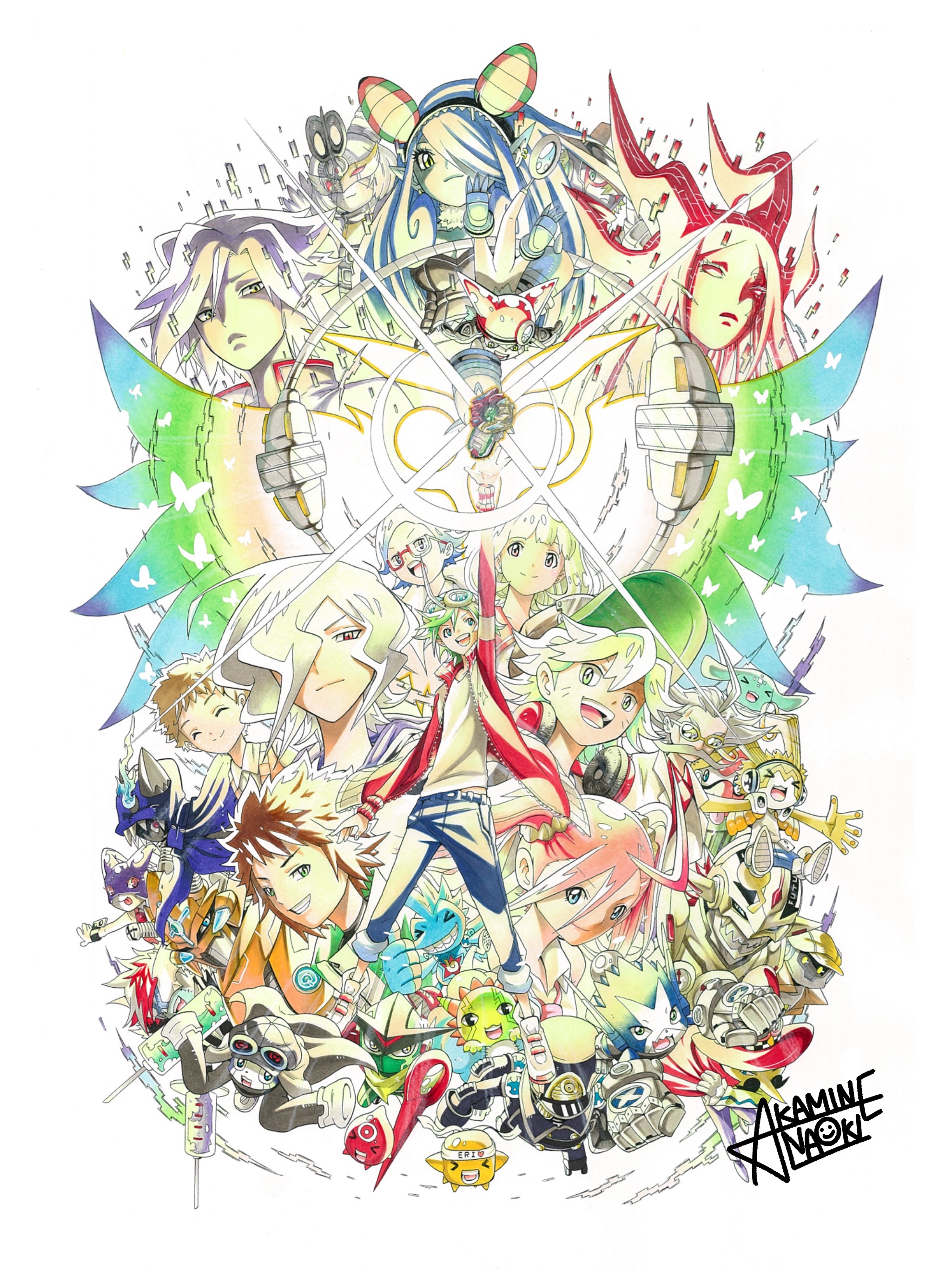 absurdres appmon asuka_torajirou blue_fire bootmon cable closed_eyes craftmon digimon digimon_universe:_appli_monsters docmon dokamon fire flickmon gatchmon goggles goggles_on_head gomimon gossipmon hackmon_(appmon) hat highres karan_eri kashiki_ai katsura_hajime katsura_rei leviathan_(digimon) mailmon mienumon musimon navimon_(appmon) official_art offmon ozora_yujin pink_hair puppet sakusimon sateramon shinkai_denemon shinkai_haru smile sociamon swipemon tapmon timemon tubumon unryuji_knight vegasmon wato_takeru weathermon