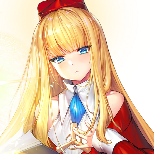 :&lt; bare_shoulders blonde_hair blue_eyes blush book breasts cardinal_armand closed_mouth dress female_focus game_cg hand_on_own_chest hat head_tilt high_collar last_origin long_hair looking_at_viewer magic official_art red_dress sidelocks small_breasts snowball22 transparent_background upper_body