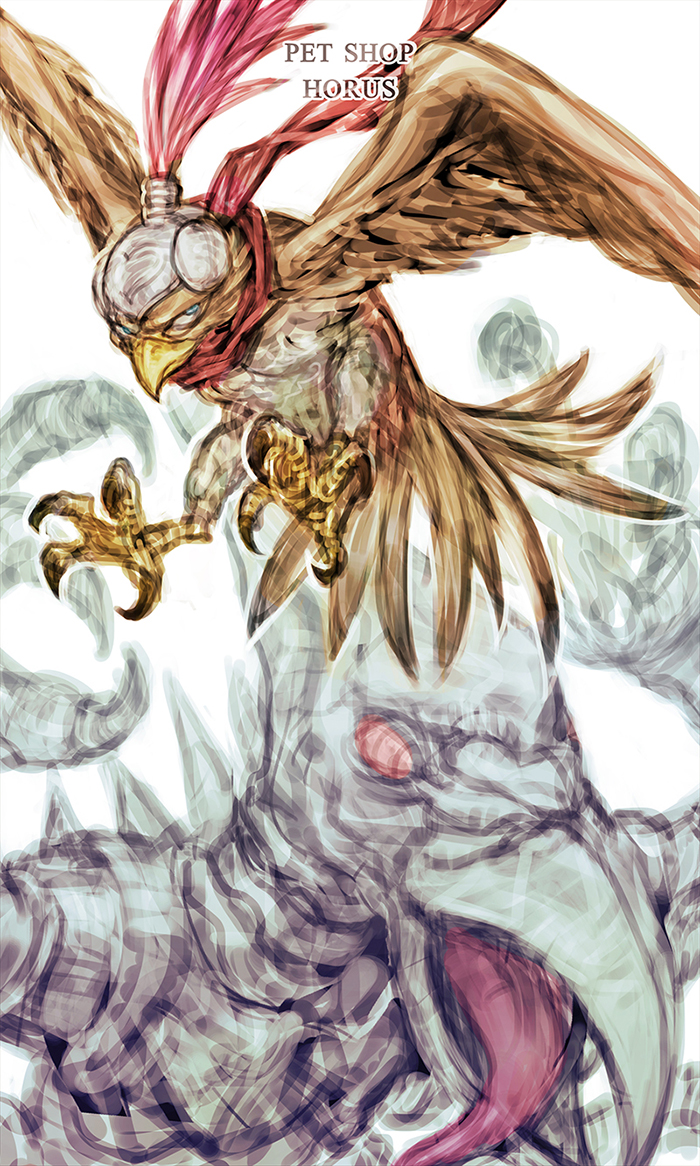 animal_focus bird character_name falcon gap_(pdmng) horus_(stand) jojo_no_kimyou_na_bouken no_humans pet_shop simple_background stand_(jojo)
