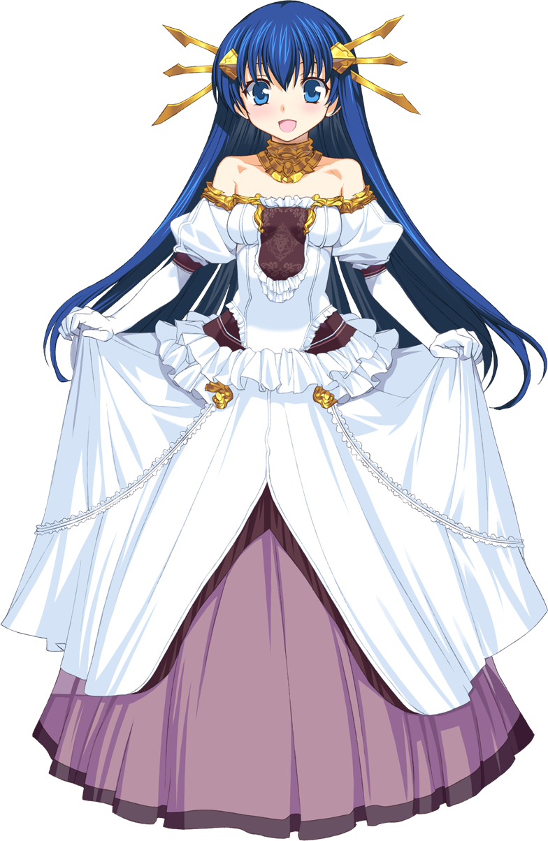 1girl alice_soft bare_shoulders blue_eyes blue_hair breasts curtsey dress elbow_gloves female_focus full_body gloves highres lia_parapara_leazas long_hair looking_at_viewer official_art onono_imoko open_mouth rance_(series) rance_01 rance_02 rance_03 rance_03_leazas_kanraku rance_ix small_breasts solo standing strapless strapless_dress transparent_background very_long_hair white_gloves