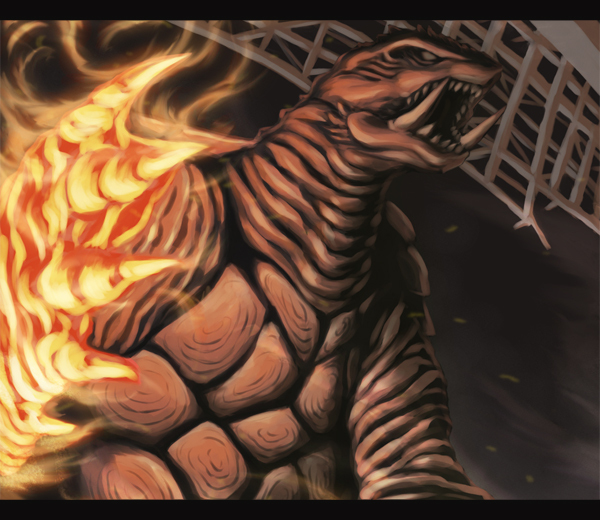 amputee banishing_fist banishing_sword daiei_film embers energy energy_fist fire gamera gamera_(series) gamera_3:_revenge_of_iris glowing glowing_hand kaiju krychasuke kurii_chasuke kyoto_station night no_humans no_pupils no_sclera open_mouth plasma prosthesis prosthetic_arm real_world_location roaring sharp_teeth teeth turtle tusks white_eyes