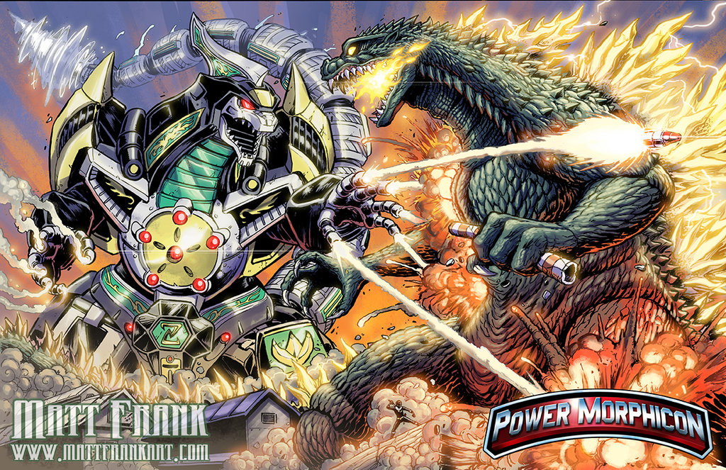 battle claws crossover destruction dinosaur dragon_caesar dragonzord drill energy epic explosion fangs fighting finger_missile fire giant giant_monster glowing glowing_eyes glowing_spikes godzilla godzilla_(series) horns kaiju kyouryuu_sentai_zyuranger machine matt_frank mecha mighty_morphin_power_rangers missile monster no_humans open_mouth outdoors power_rangers red_eyes robot saban_entertainment science_fiction tokusatsu sharp_teeth single_horn spikes super_sentai tail teeth toei_company toho weapon
